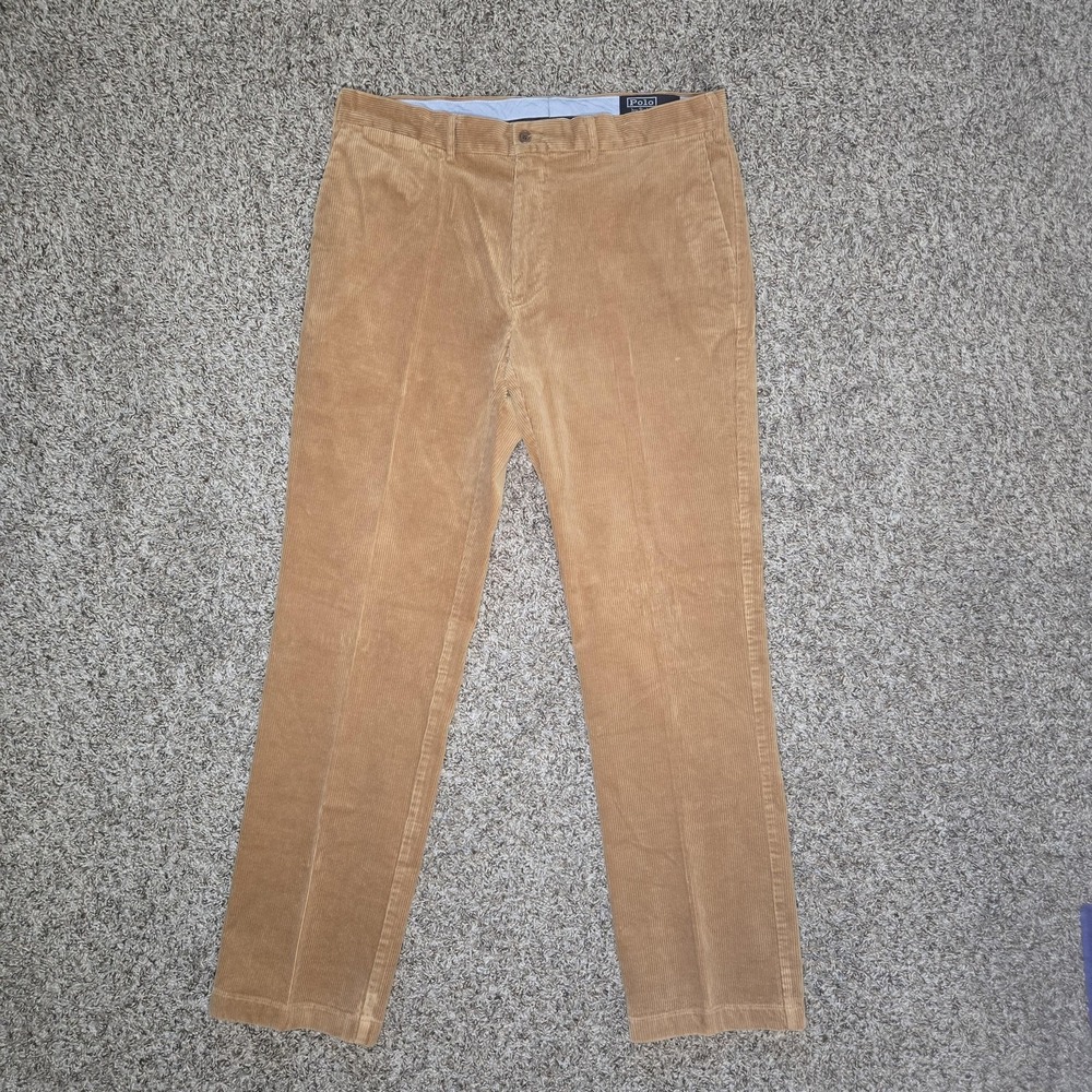Polo Ralph Lauren Corduroy Pants Mens 36x34 Beige Classic Fit Stretch Chino